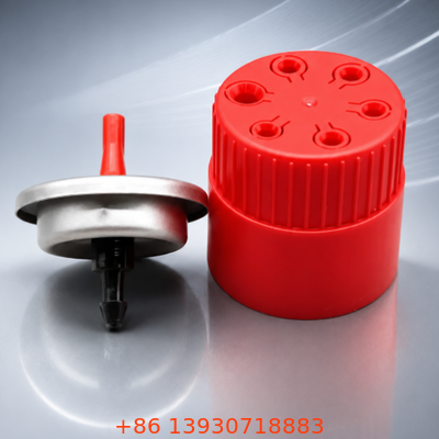 ความแม่นยํา 1 นิ้ว Butane เติม Aerosol วาล์วกับสตัมพ์พลาสติกสีแดงและ Buna Gasket
